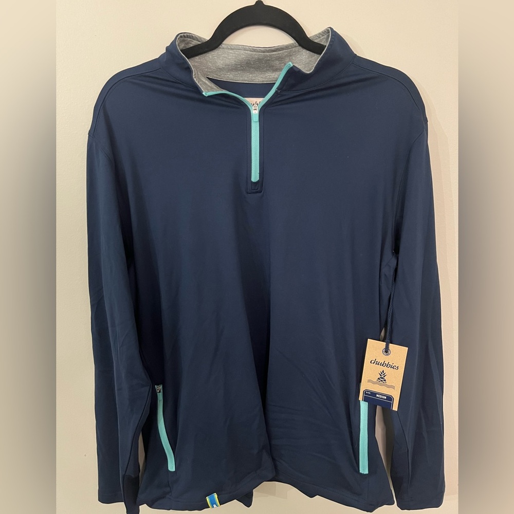 NWT Chubbies Men’s The Lakeside (Movementum QZ) Blue Quarter Zip Pullover M